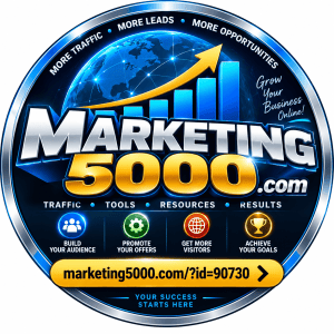 Marketing 5000 graphic promoting more traffic, leads, and opportunities; marketing5000.com/?id=90730