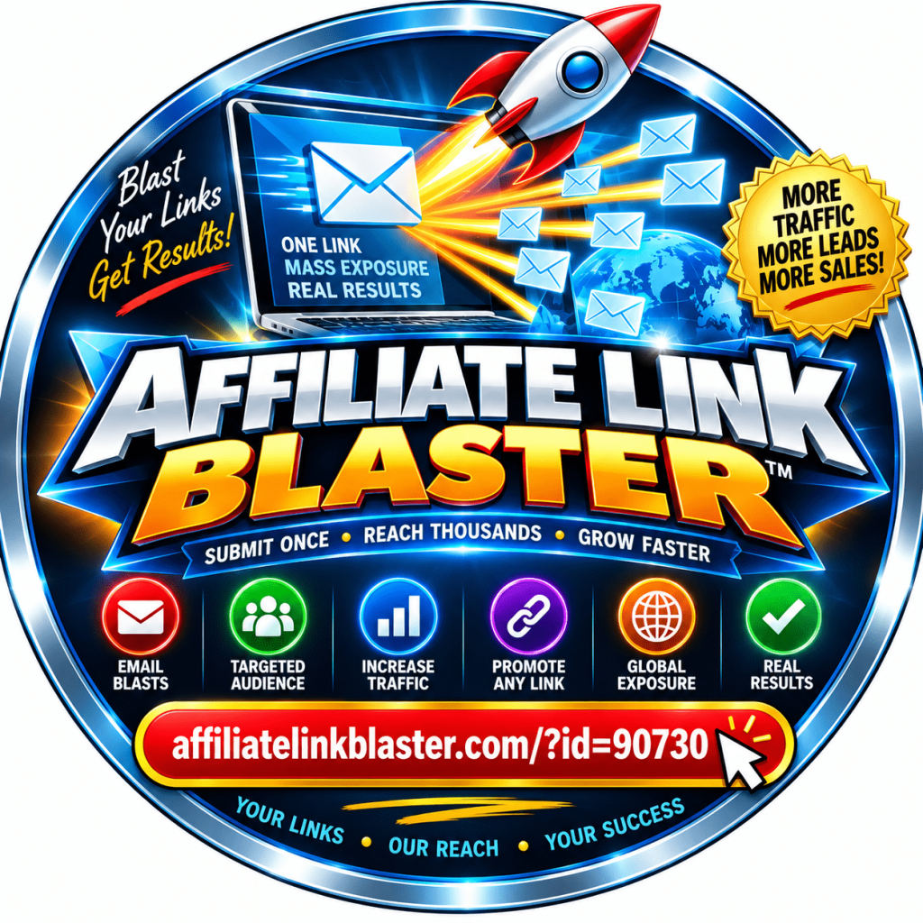 Affiliate Link Blaster: submit one link for email blasts, targeted audiences, increased traffic, global exposure, and real results